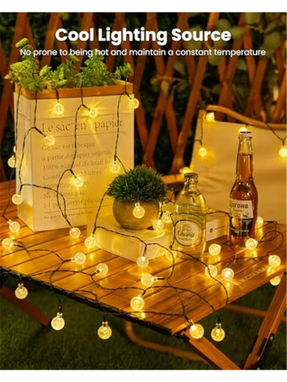 Solar String Lights Outdoor 60 LED 36FT with 8 Lighting Modes, Waterproof Solar